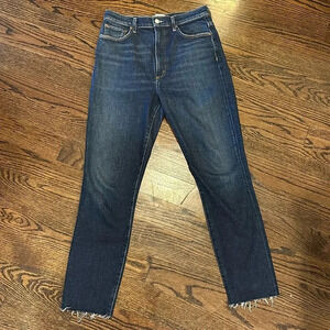 AGOLDE Pinch Skinny High Waist in Dark Blue Denin with frayed hem size 29